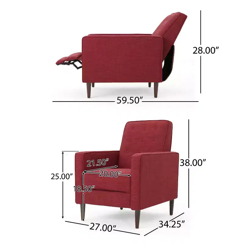 Mason Mid-Century Modern Tufted Pushback Recliners