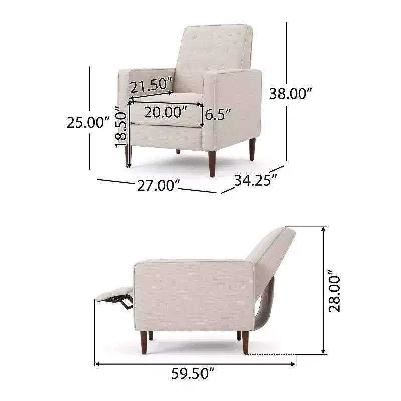Mason Mid-Century Modern Tufted Pushback Recliners