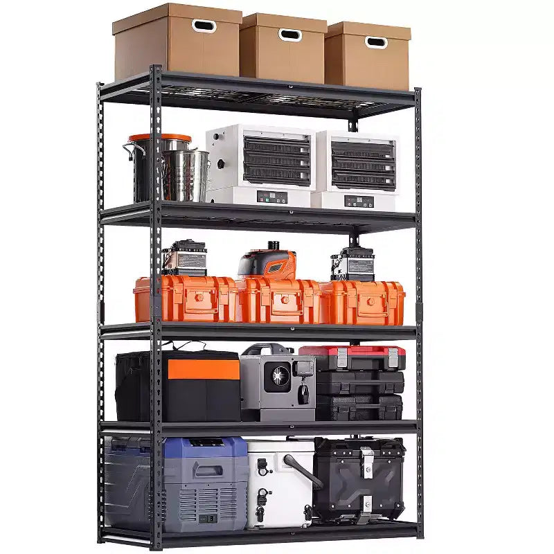 VEVOR Storage Shelves, 3000 lbs, 5 Tier Heavy Duty Garage Shelving, 20 D x 48 W x 72 H Adjustable Metal Shelves, Black
