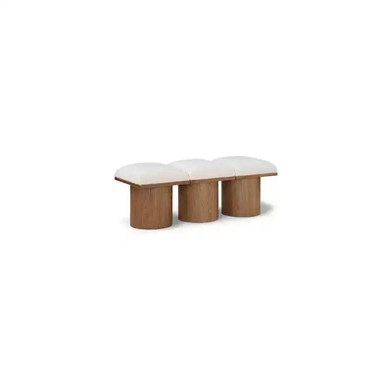 Meridian Furniture,Pavilion Cream Boucle Fabric Bench