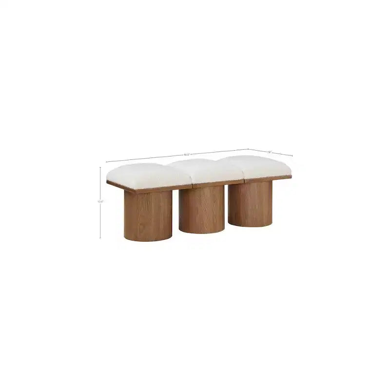 Pavilion Cream Boucle Fabric Bench