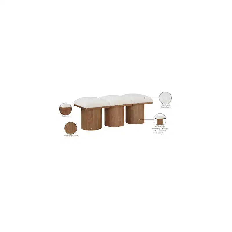 Banc en tissu bouclé crème Pavilion