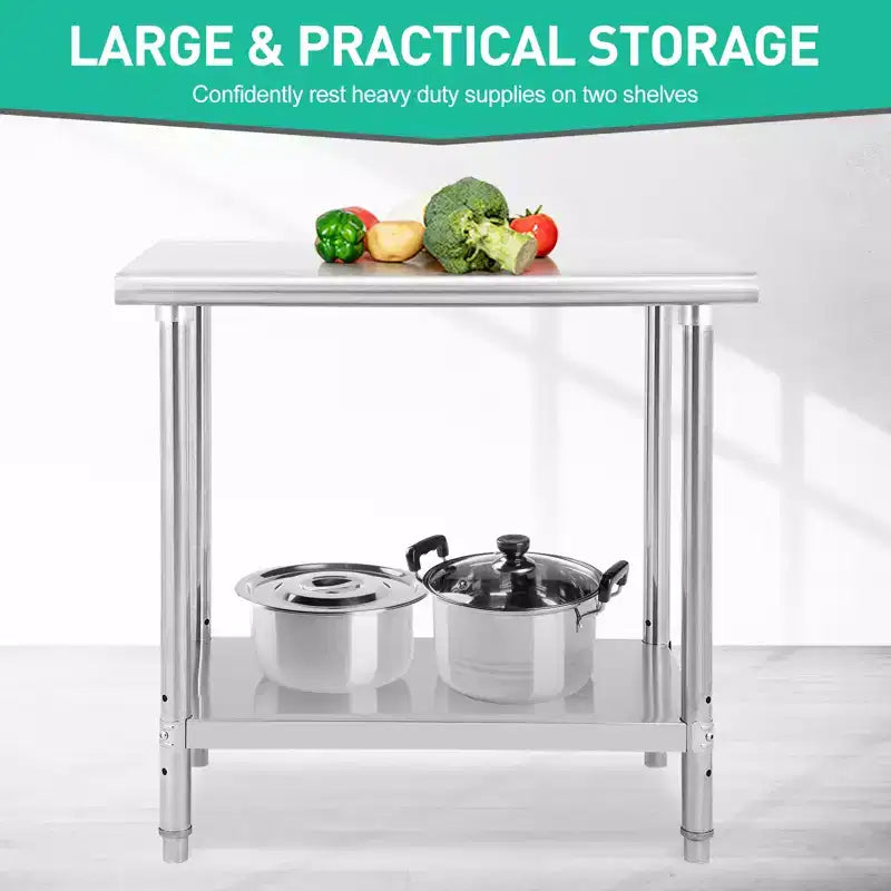 Stainless Steel Workbench - Durable, Rust-Resistant, Easy to Clean, Heavy Duty, Adjustable Height