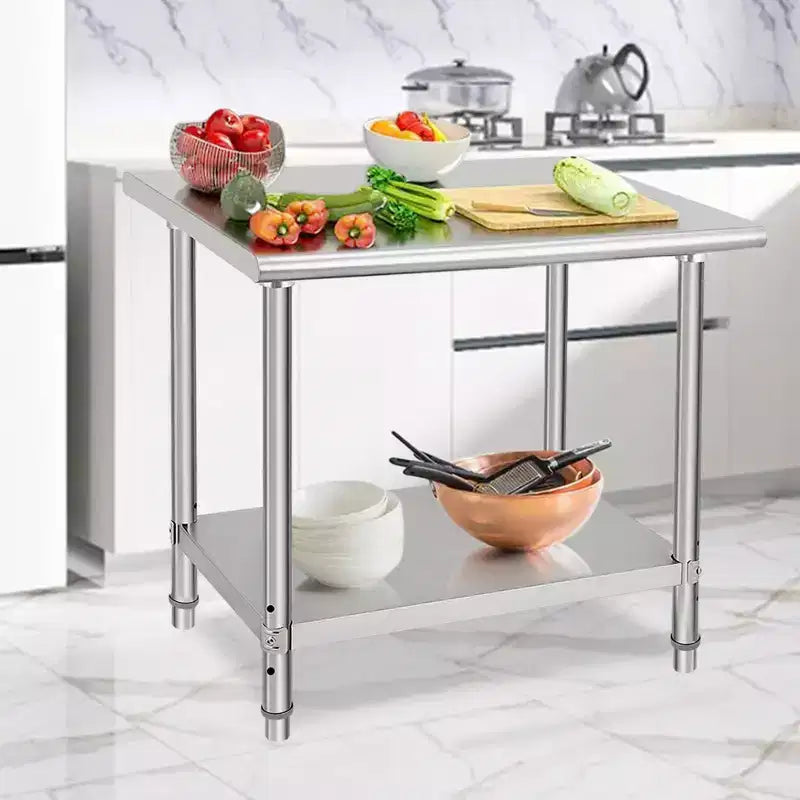Stainless Steel Workbench - Durable, Rust-Resistant, Easy to Clean, Heavy Duty, Adjustable Height