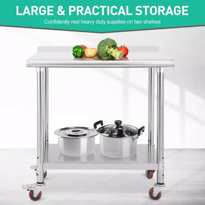 Stainless Steel Workbench - Durable, Rust-Resistant, Easy to Clean, Heavy Duty, Adjustable Height