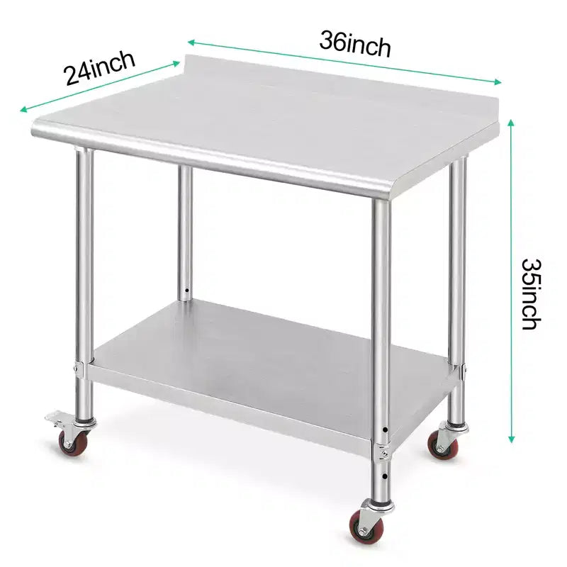 Stainless Steel Workbench - Durable, Rust-Resistant, Easy to Clean, Heavy Duty, Adjustable Height