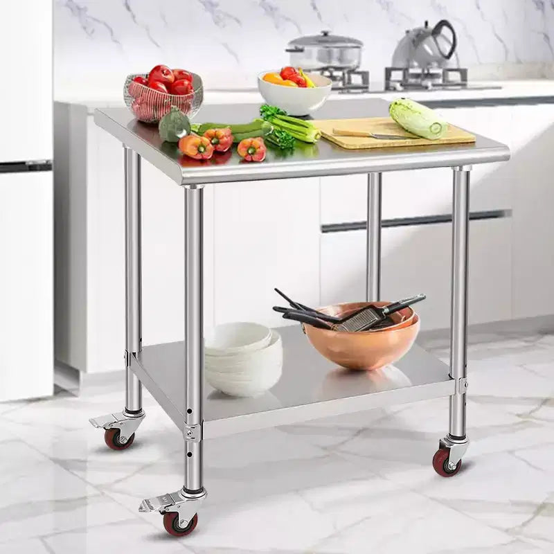 Stainless Steel Workbench - Durable, Rust-Resistant, Easy to Clean, Heavy Duty, Adjustable Height