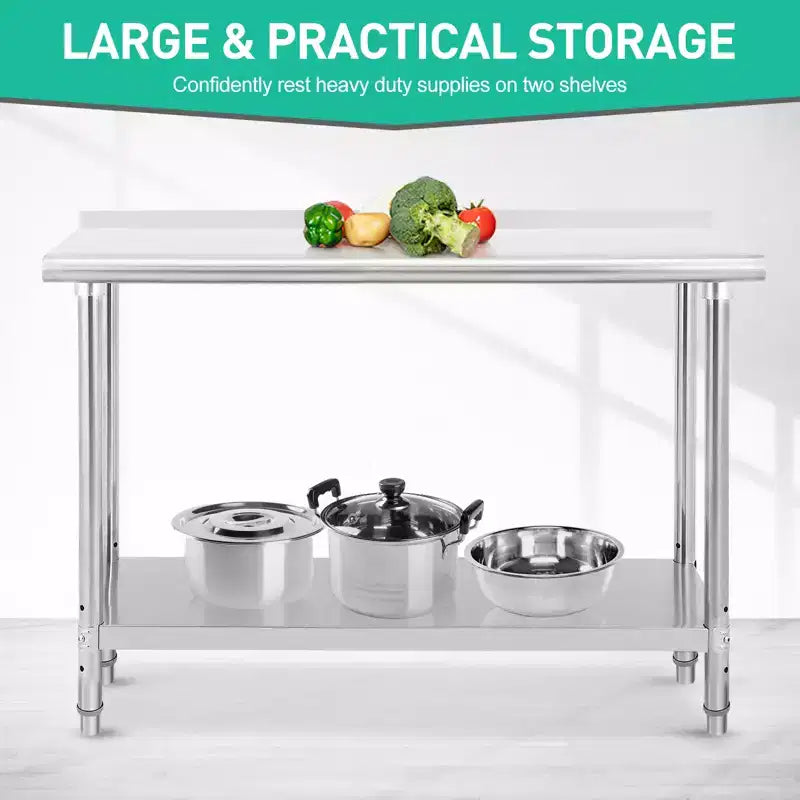 Stainless Steel Workbench - Durable, Rust-Resistant, Easy to Clean, Heavy Duty, Adjustable Height
