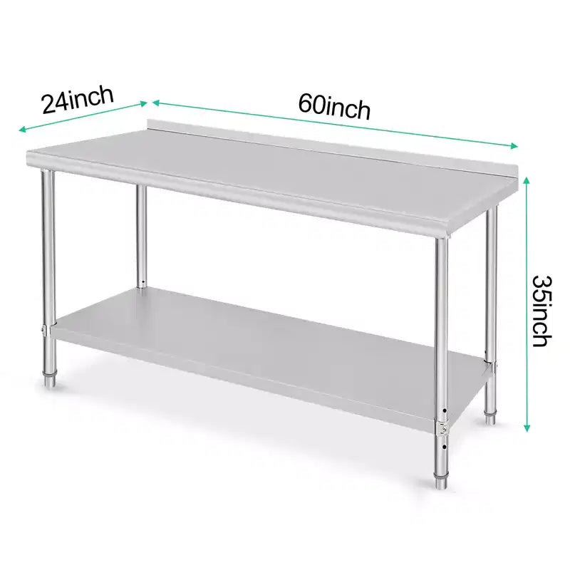 Stainless Steel Workbench - Durable, Rust-Resistant, Easy to Clean, Heavy Duty, Adjustable Height