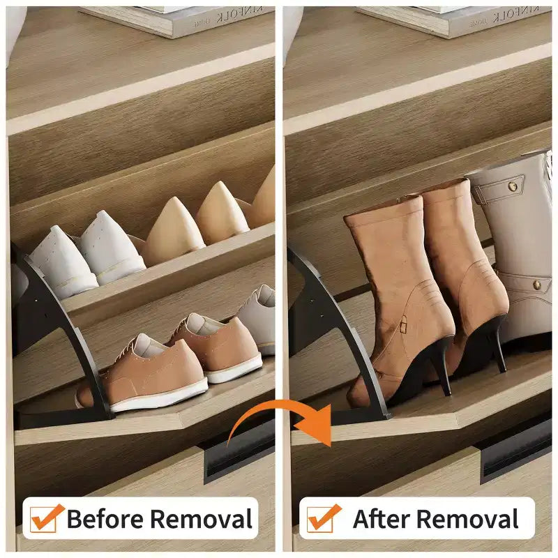 Shoe Storage Cabinet with 2 Flip Drawers - with Metal Legs, Adjustable Shelf, Narrow Shoe Rack Organizer for Entryway, Foyer, Hallway, Living Room