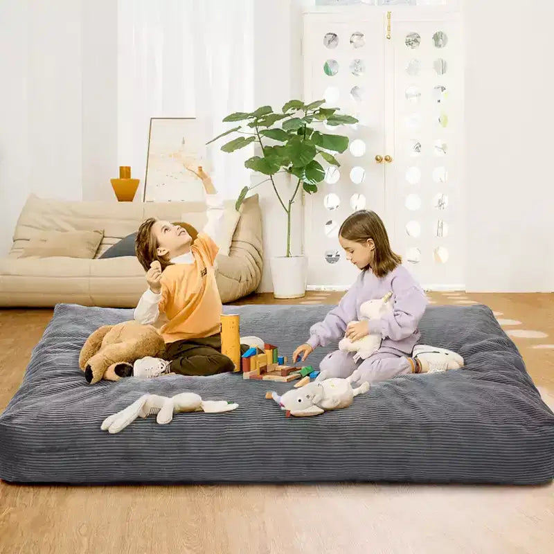 Floor Sofa Couch Converts to Mattress, Large Corduroy Bean Bag Chair Bed, Soft High-Density Foam, Washable Removable Cover