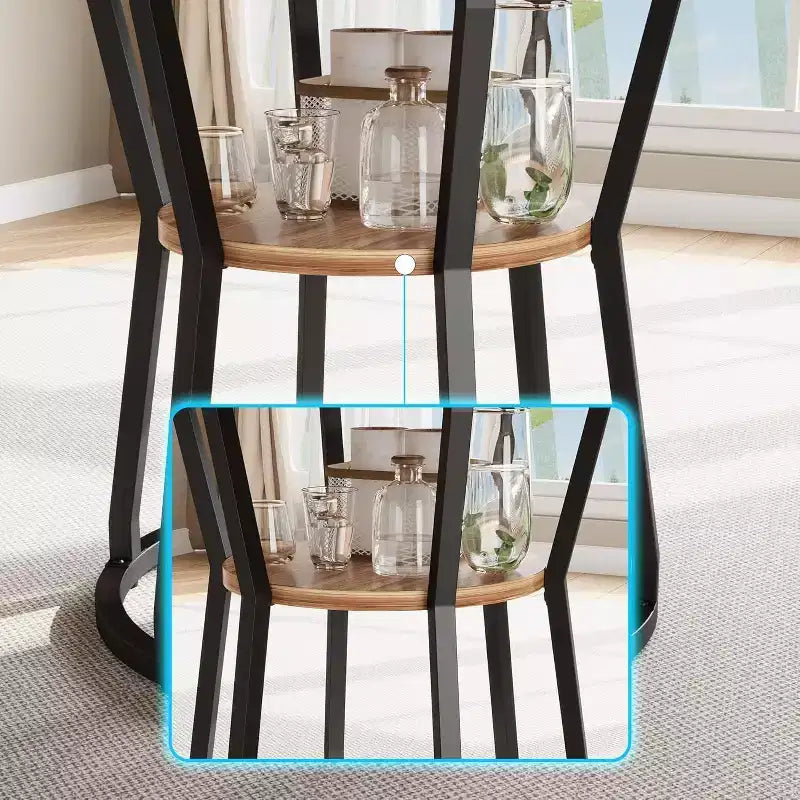 47 Inch Round Dining Table, Farmhouse Dining Room Circle Dinner Table, Metal Legs, for Kitchen, Living Room, Dining Room