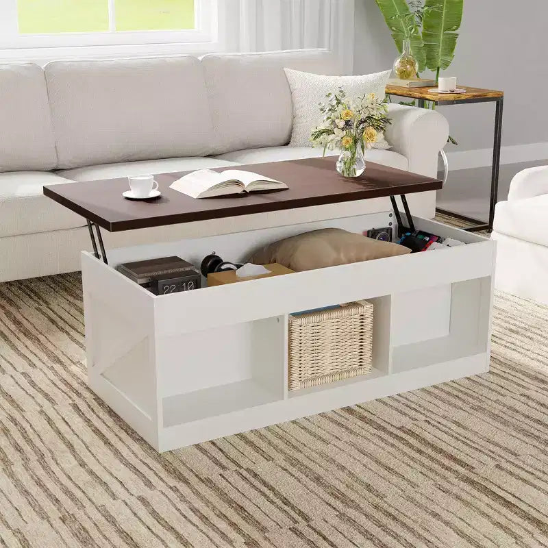 Farmhouse Lift Top Coffee Table, Modern Design, Durable Construction, Spacious Surface, for Living Room Office