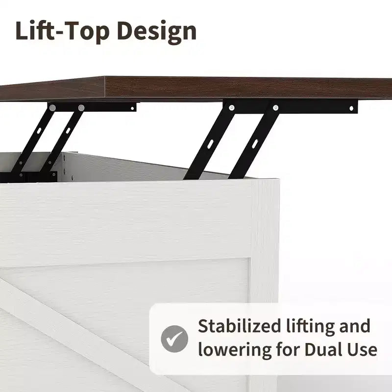 Farmhouse Lift Top Coffee Table, Modern Design, Durable Construction, Spacious Surface, for Living Room Office