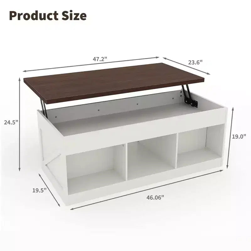 Farmhouse Lift Top Coffee Table, Modern Design, Durable Construction, Spacious Surface, for Living Room Office
