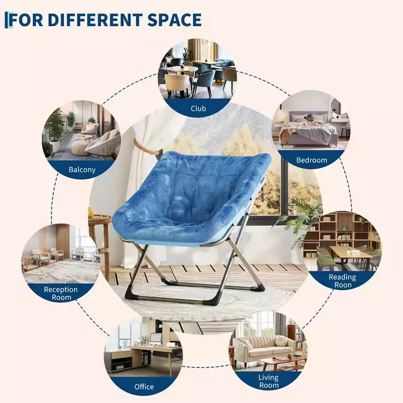 Collapsible Faux Fur Lounge Chair for Adults, Foldable Corner Chair for Office, Living Room & Small Spaces, Comfy Indoor Reading & Cozy Seating
