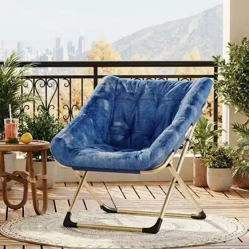 Collapsible Faux Fur Lounge Chair for Adults, Foldable Corner Chair for Office, Living Room & Small Spaces, Comfy Indoor Reading & Cozy Seating