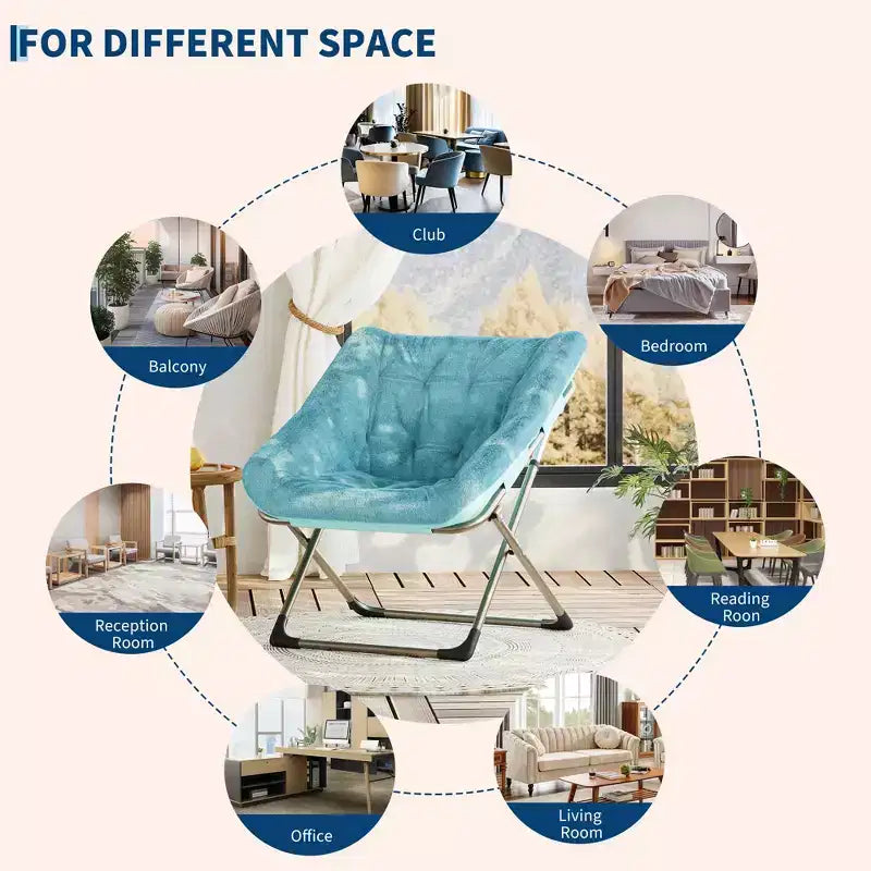 Collapsible Faux Fur Lounge Chair for Adults, Foldable Corner Chair for Office, Living Room & Small Spaces, Comfy Indoor Reading & Cozy Seating