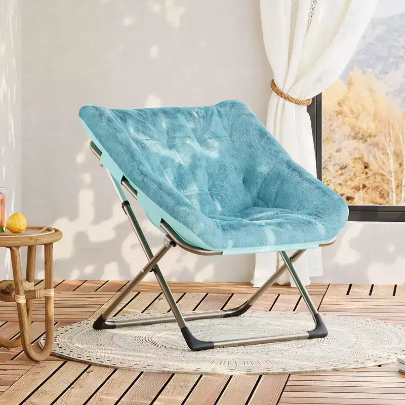 Collapsible Faux Fur Lounge Chair for Adults, Foldable Corner Chair for Office, Living Room & Small Spaces, Comfy Indoor Reading & Cozy Seating