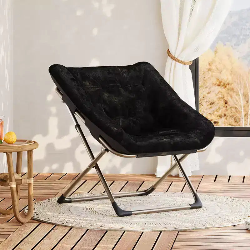Collapsible Faux Fur Lounge Chair for Adults, Foldable Corner Chair for Office, Living Room & Small Spaces, Comfy Indoor Reading & Cozy Seating