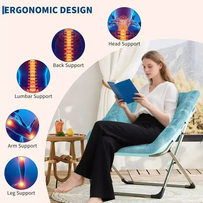 Collapsible Faux Fur Lounge Chair for Adults, Foldable Corner Chair for Office, Living Room & Small Spaces, Comfy Indoor Reading & Cozy Seating