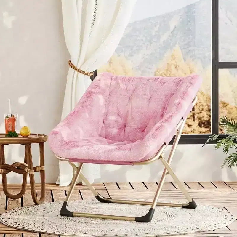 Collapsible Faux Fur Lounge Chair for Adults, Foldable Corner Chair for Office, Living Room & Small Spaces, Comfy Indoor Reading & Cozy Seating