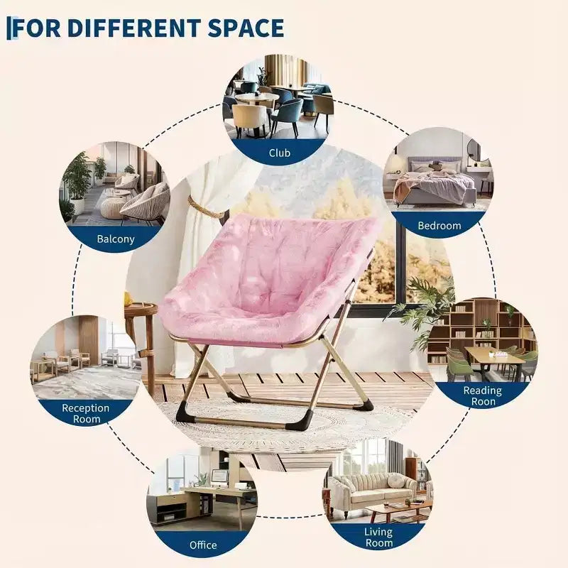 Collapsible Faux Fur Lounge Chair for Adults, Foldable Corner Chair for Office, Living Room & Small Spaces, Comfy Indoor Reading & Cozy Seating