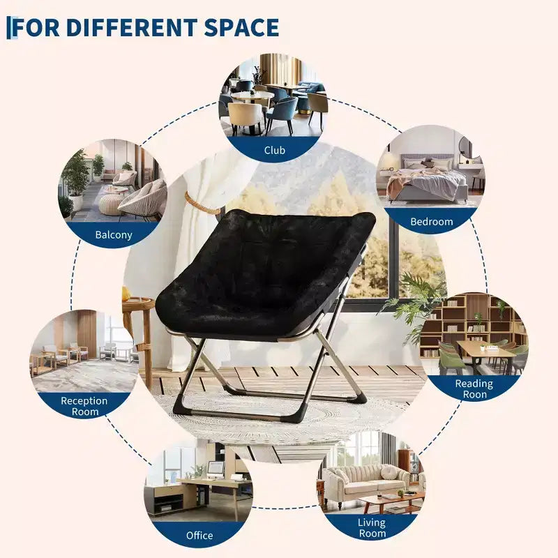 Collapsible Faux Fur Lounge Chair for Adults, Foldable Corner Chair for Office, Living Room & Small Spaces, Comfy Indoor Reading & Cozy Seating