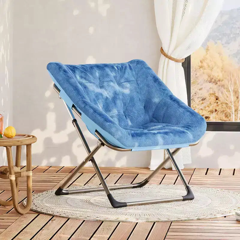 Collapsible Faux Fur Lounge Chair for Adults, Foldable Corner Chair for Office, Living Room & Small Spaces, Comfy Indoor Reading & Cozy Seating