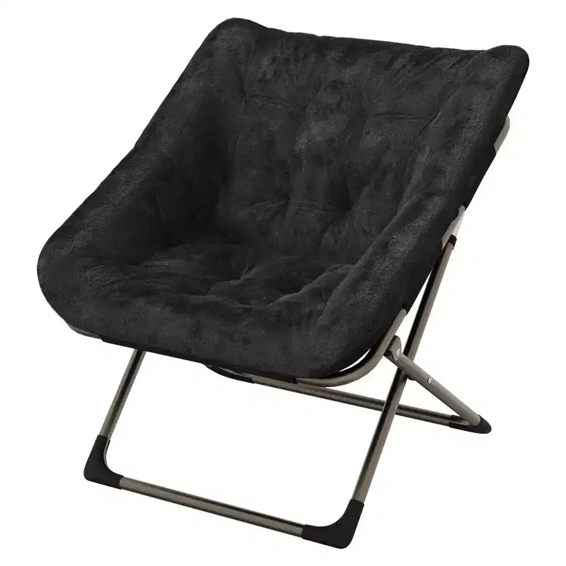 Collapsible Faux Fur Lounge Chair for Adults, Foldable Corner Chair for Office, Living Room & Small Spaces, Comfy Indoor Reading & Cozy Seating