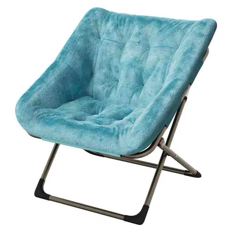 Collapsible Faux Fur Lounge Chair for Adults, Foldable Corner Chair for Office, Living Room & Small Spaces, Comfy Indoor Reading & Cozy Seating
