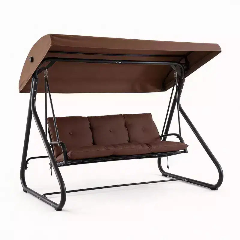 3-Seat Outdoor Convertible Swing Glider, Adjustable Canopy, Removable Cushions, 750 LBS Weight Capacity, Removable Cushions, Heavy-Duty Metal Frame