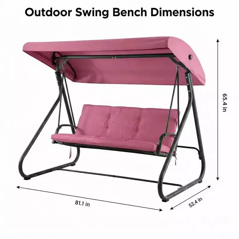 3-Seat Outdoor Convertible Swing Glider, Adjustable Canopy, Removable Cushions, 750 LBS Weight Capacity, Removable Cushions, Heavy-Duty Metal Frame