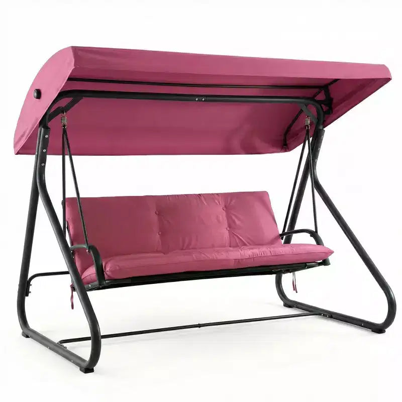 3-Seat Outdoor Convertible Swing Glider, Adjustable Canopy, Removable Cushions, 750 LBS Weight Capacity, Removable Cushions, Heavy-Duty Metal Frame