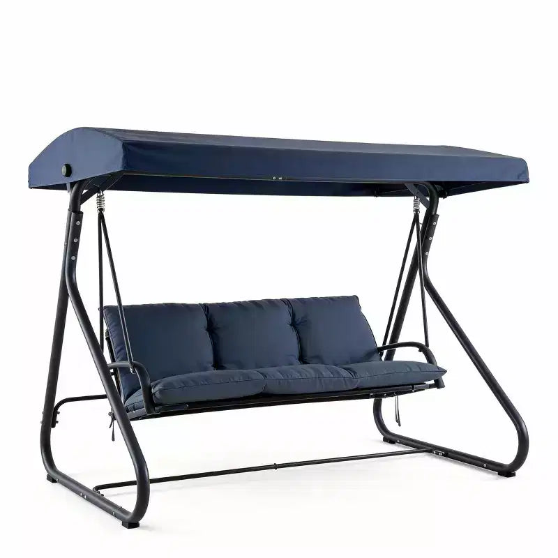 3-Seat Outdoor Convertible Swing Glider, Adjustable Canopy, Removable Cushions, 750 LBS Weight Capacity, Removable Cushions, Heavy-Duty Metal Frame