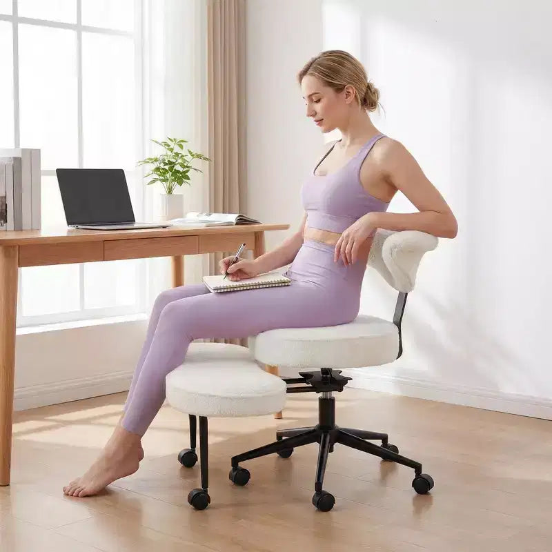 Ergonomic Cross Legged Office Chair with Lumbar Support, 360 Swivel Meditation Chair