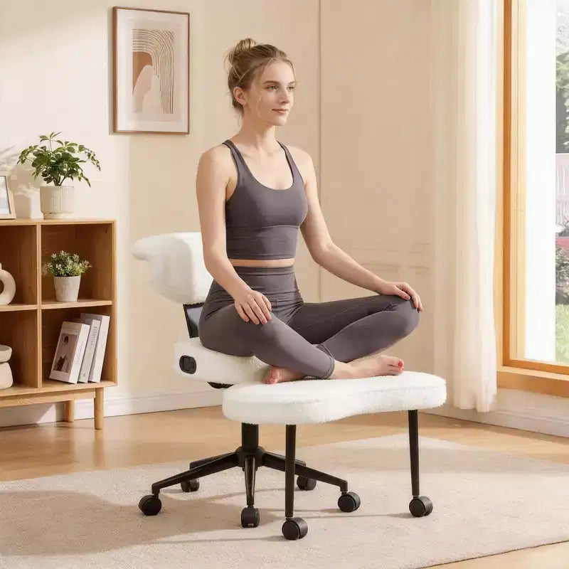 Ergonomic Cross Legged Office Chair with Lumbar Support, 360 Swivel Meditation Chair