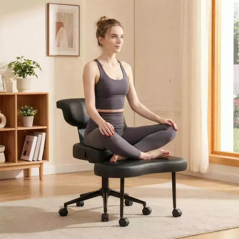 Ergonomic Cross Legged Office Chair with Lumbar Support, 360 Swivel Meditation Chair