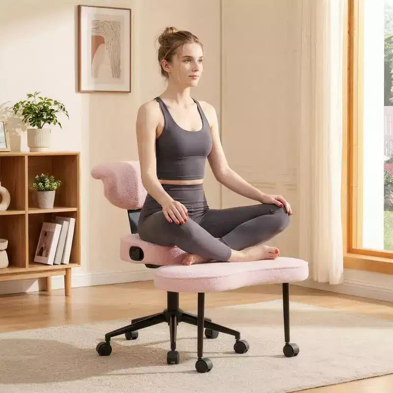 Ergonomic Cross Legged Office Chair with Lumbar Support, 360 Swivel Meditation Chair