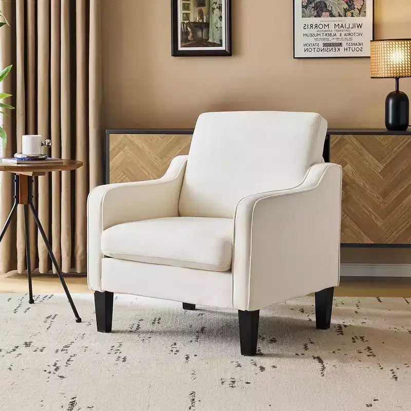 Living Room Chairs , Black Accent Chair 5.5 Thick Seat Cushion Comfy Chair Soft Chenille Side Chair Upholstered Arm Chair