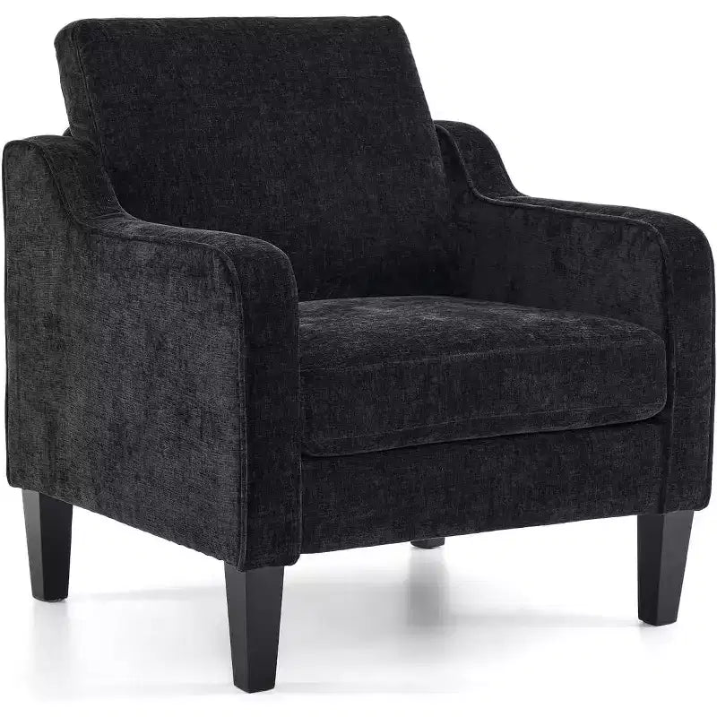 VINGLI Living Room Chairs , Black Accent Chair 5.5 Thick Seat Cushion Comfy Chair Soft Chenille Side Chair Upholstered Arm Chair