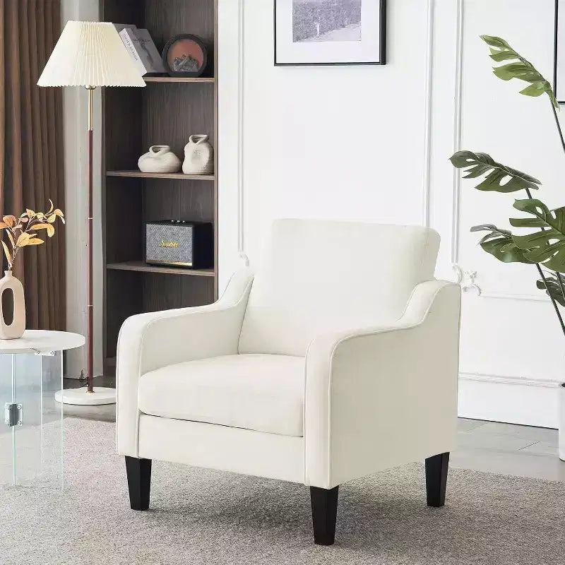 Living Room Chairs , Black Accent Chair 5.5 Thick Seat Cushion Comfy Chair Soft Chenille Side Chair Upholstered Arm Chair