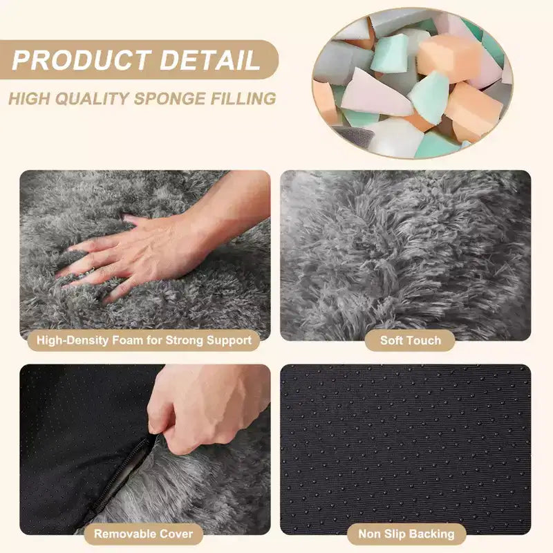 Soft faux fur beanbag with armrests Lounge chair with foam filling, comfortable for bedroom, living room, reading & gaming
