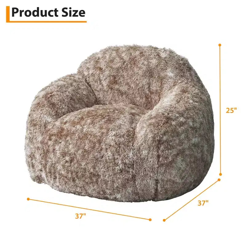 Soft faux fur beanbag with armrests Lounge chair with foam filling, comfortable for bedroom, living room, reading & gaming