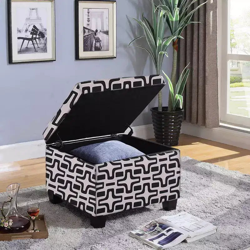 Geometric Star Storage Ottoman