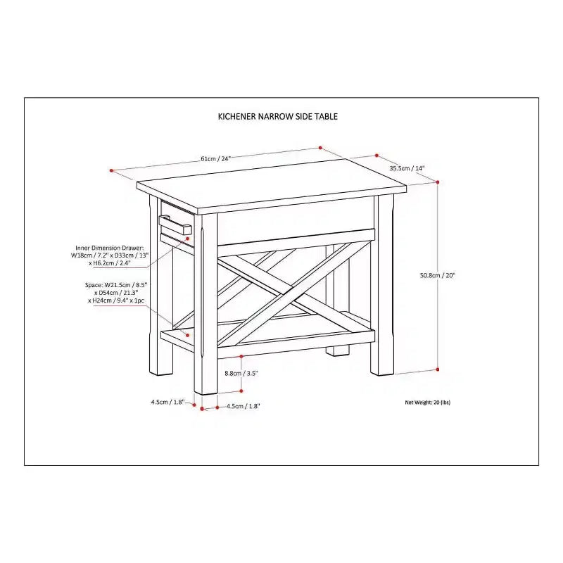 14 Waterloo Narrow Side Table